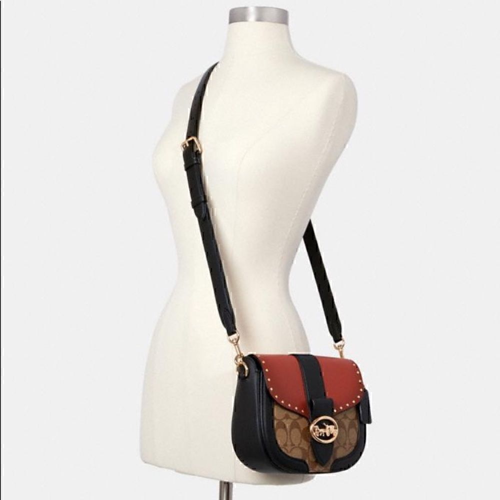 COACH Georgie Saddle Crossbody Bag Western Boho Embellished with Rivets & Studs! - Picture 3 of 14